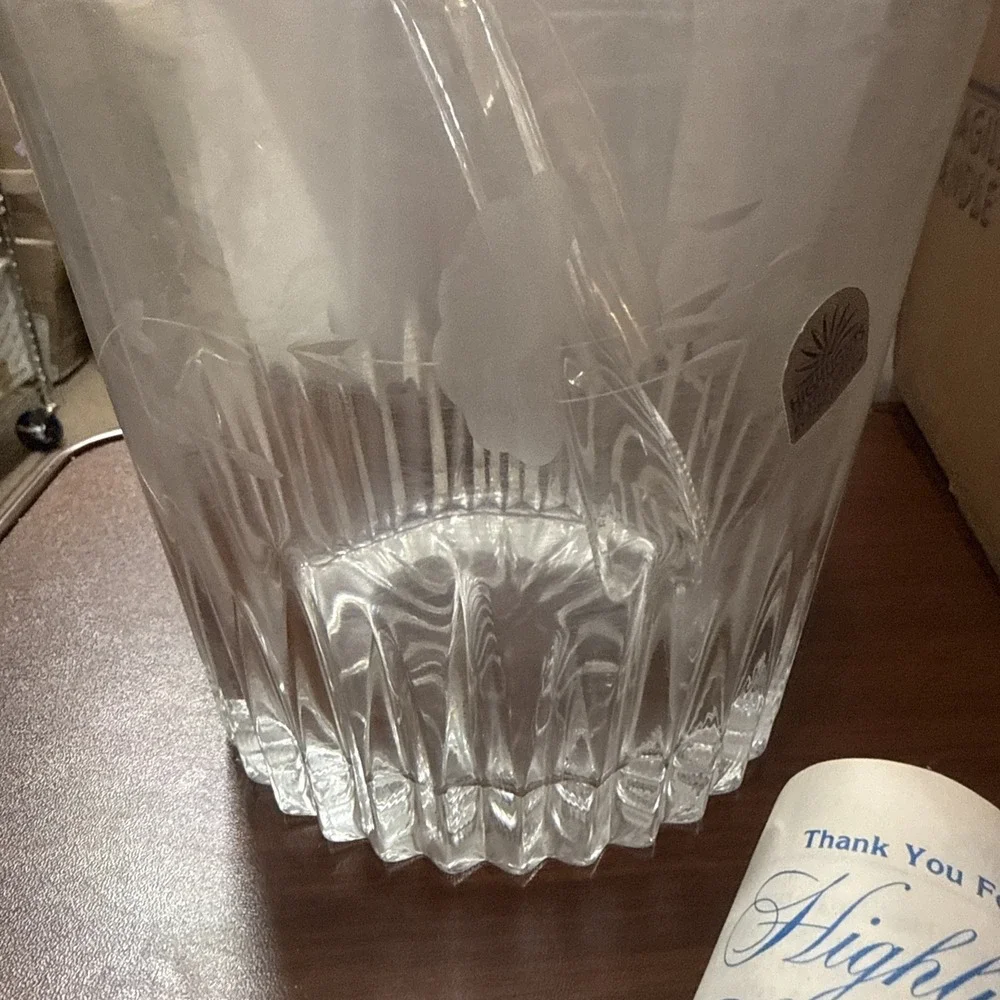 Vintage Princess House #863 Heritage Etched Ice Bucket W/Tongs lead crystal